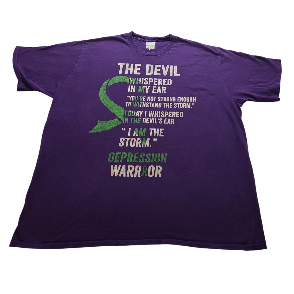 Port & Company Depression Warrior Purple Graphic T-Shirt Men's 2XL Mental Health